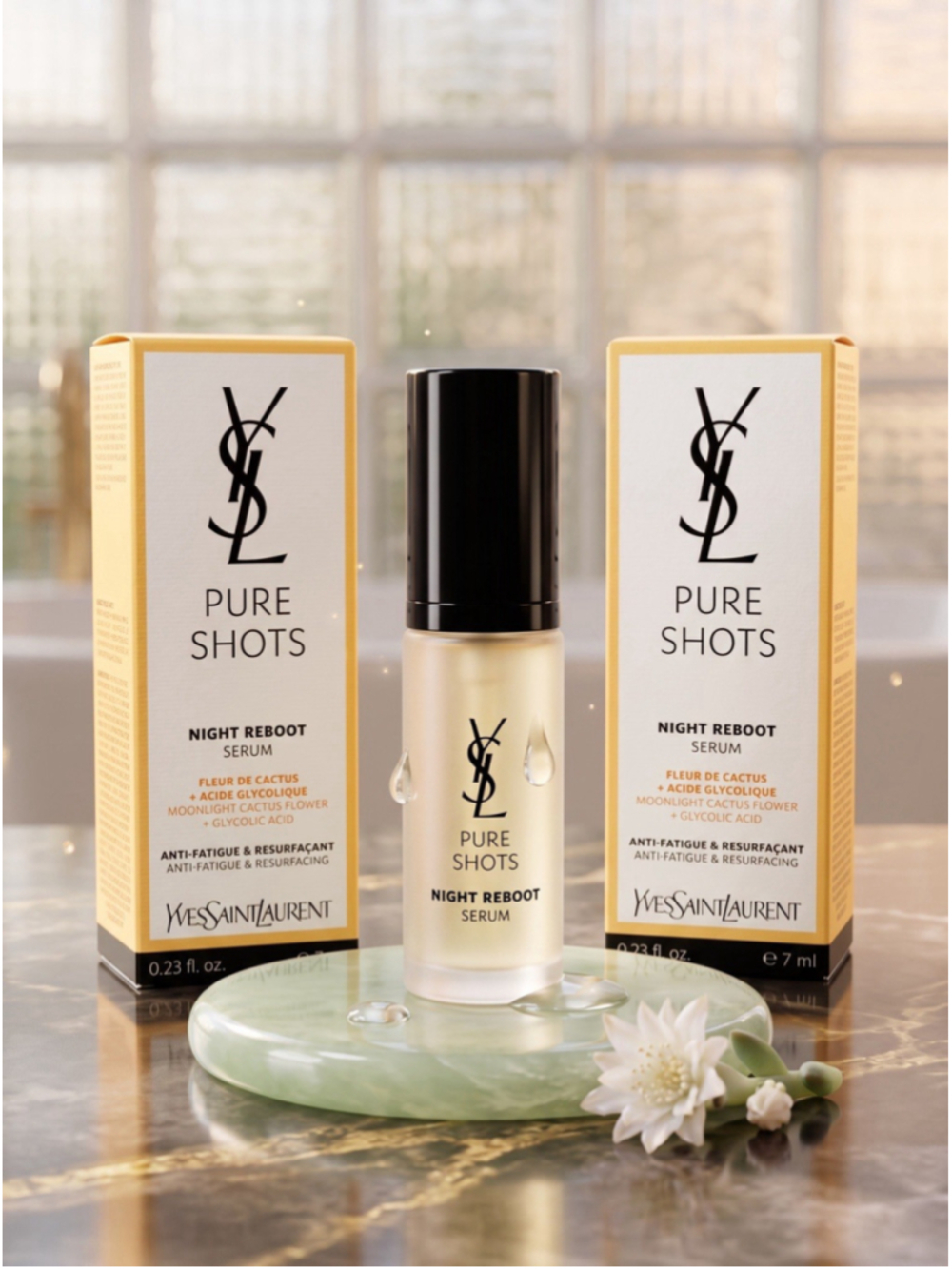 YSL Pure Shot Night Reboot Serum - BUNDLE OF 2 - Travel 0.23 Fl Oz/7 mL - NIB